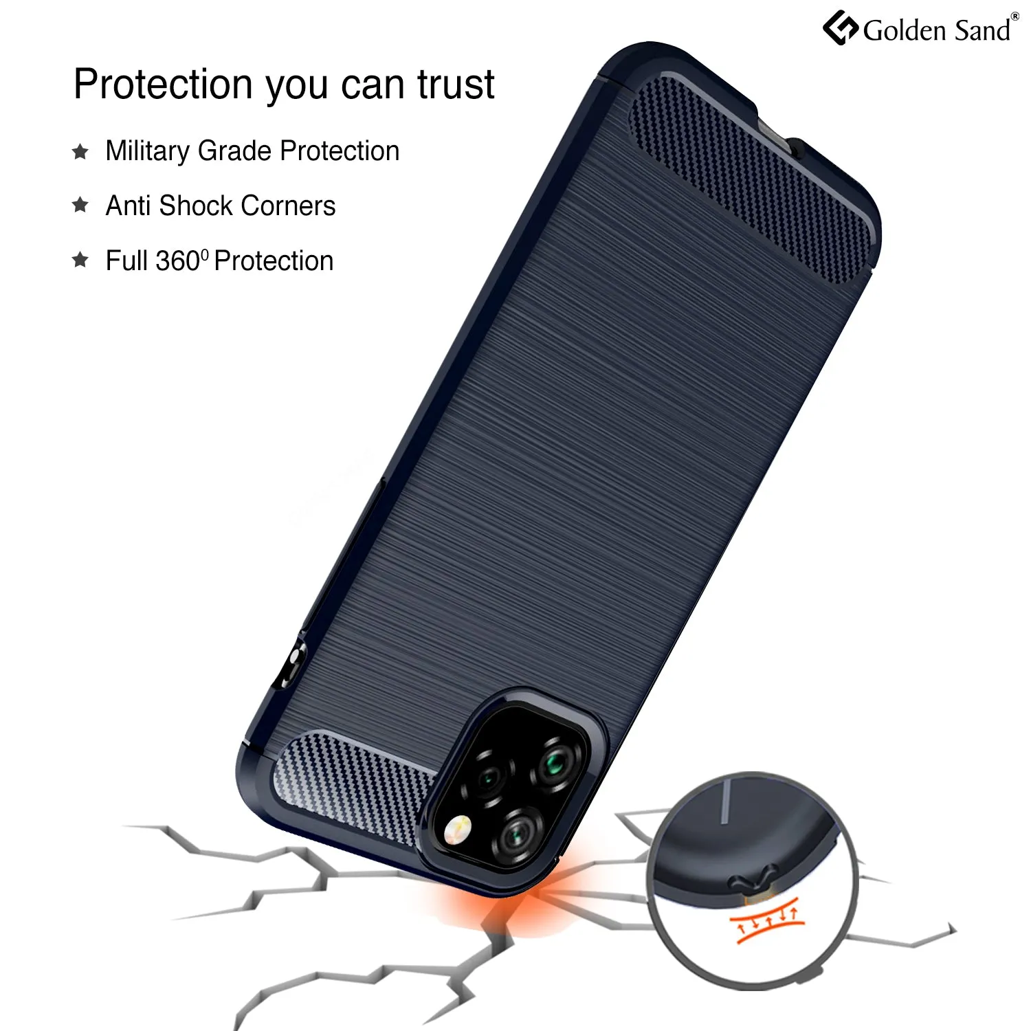 Carbon Fibre Series Shockproof Armor Back Cover for Apple iPhone 11 Pro 5.8 inch, Blue