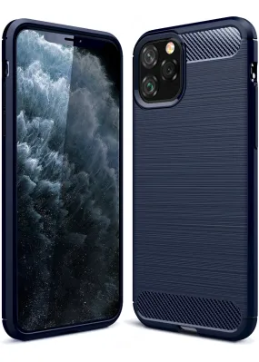 Carbon Fibre Series Shockproof Armor Back Cover for Apple iPhone 11 Pro 5.8 inch, Blue