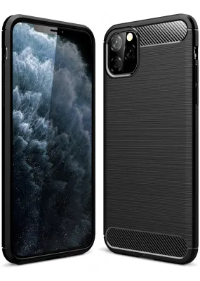 Carbon Fibre Series Shockproof Armor Back Cover for Apple iPhone 11 Pro Max 6.5 inch, Black