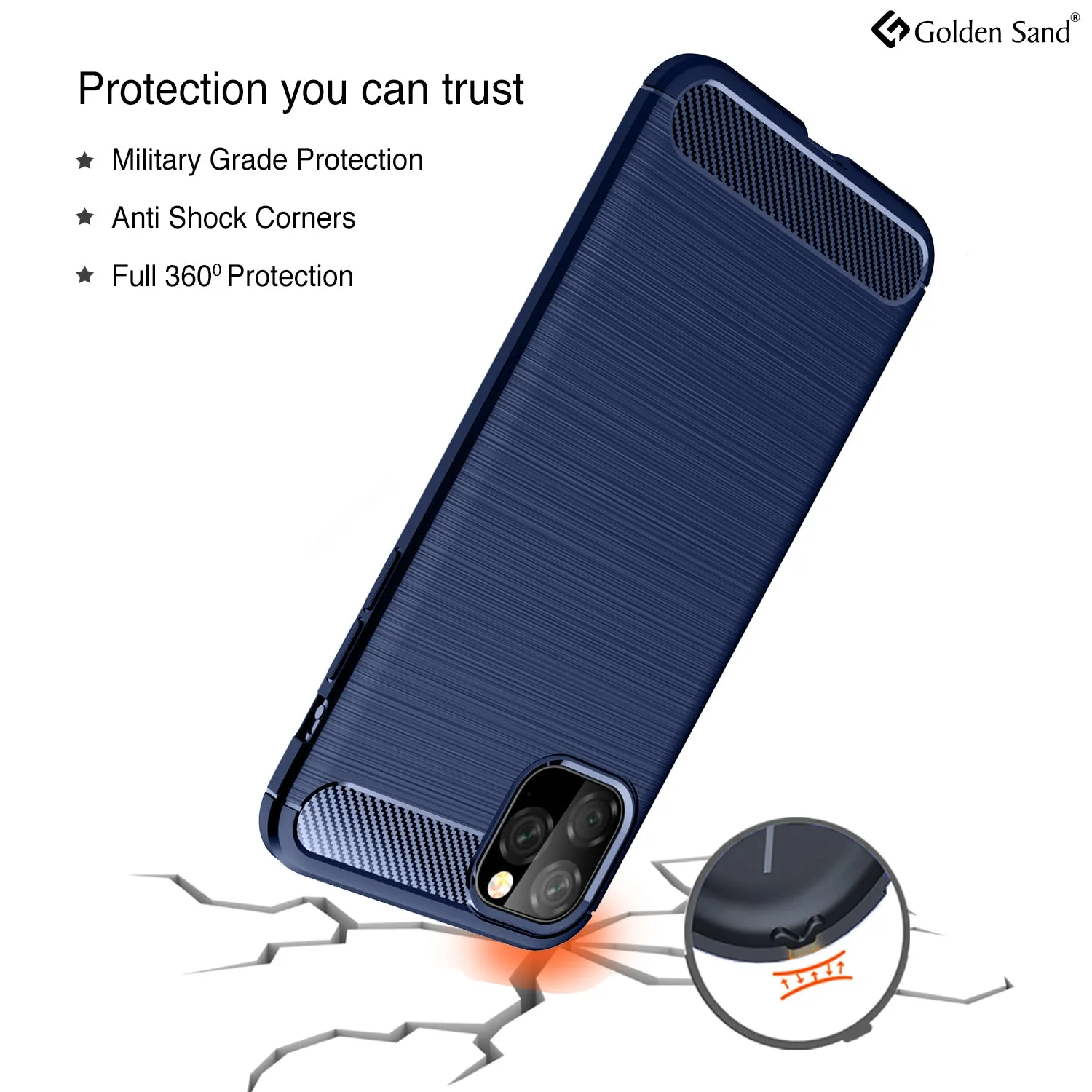 Carbon Fibre Series Shockproof Armor Back Cover for Apple iPhone 11 Pro Max 6.5 inch, Blue