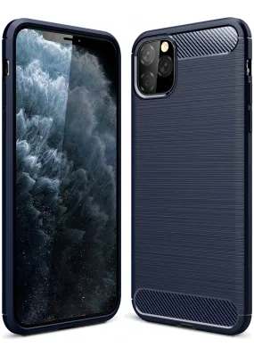 Carbon Fibre Series Shockproof Armor Back Cover for Apple iPhone 11 Pro Max 6.5 inch, Blue