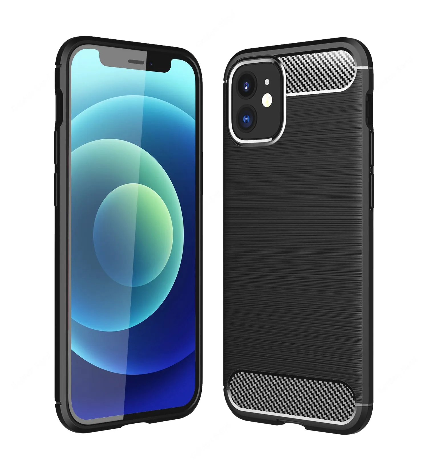 Carbon Fibre Series Shockproof Armor Back Cover for Apple iPhone 12 Mini, Black