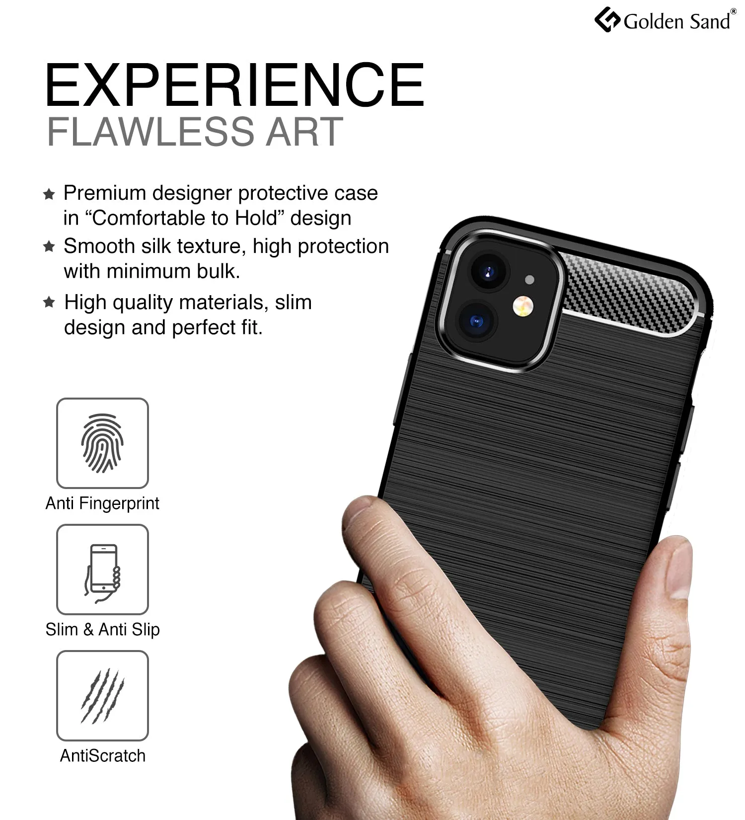 Carbon Fibre Series Shockproof Armor Back Cover for Apple iPhone 12 Mini, Black