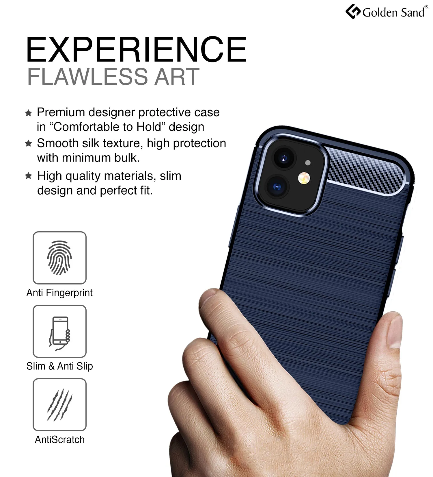 Carbon Fibre Series Shockproof Armor Back Cover for Apple iPhone 12 Mini, Blue