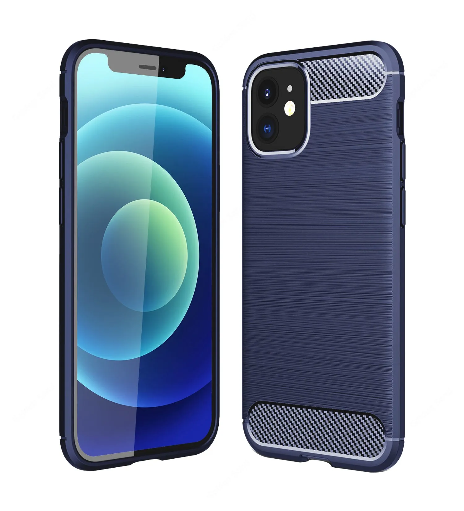Carbon Fibre Series Shockproof Armor Back Cover for Apple iPhone 12 Mini, Blue