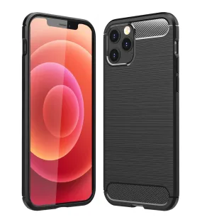 Carbon Fibre Series Shockproof Armor Back Cover for Apple iPhone 12 Pro, Black