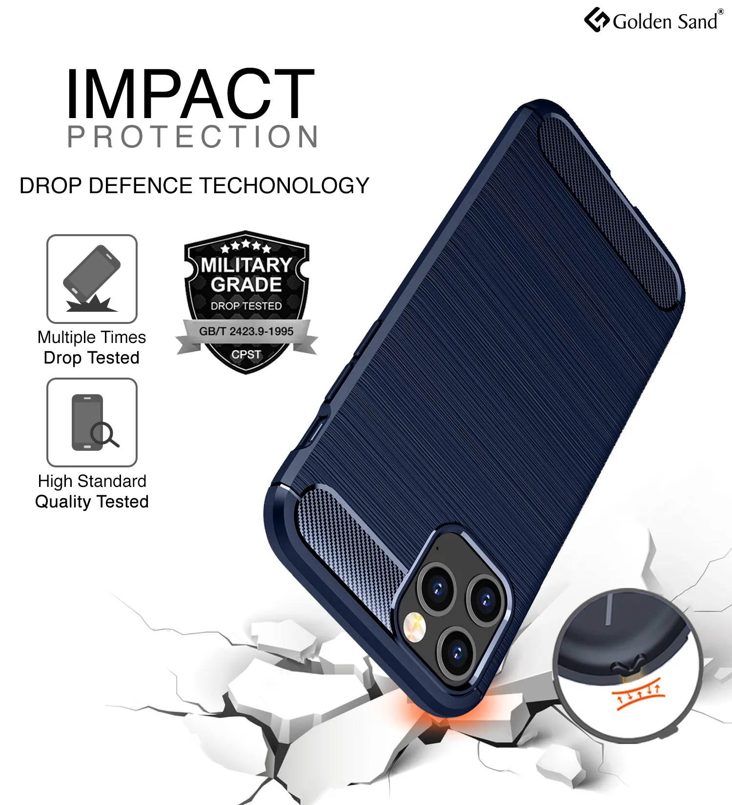 Carbon Fibre Series Shockproof Armor Back Cover for Apple iPhone 12 Pro, Blue