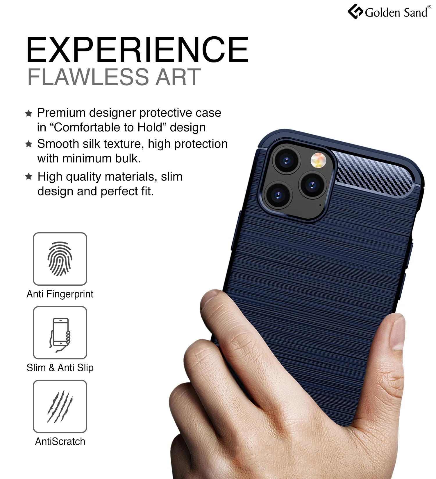 Carbon Fibre Series Shockproof Armor Back Cover for Apple iPhone 12 Pro, Blue