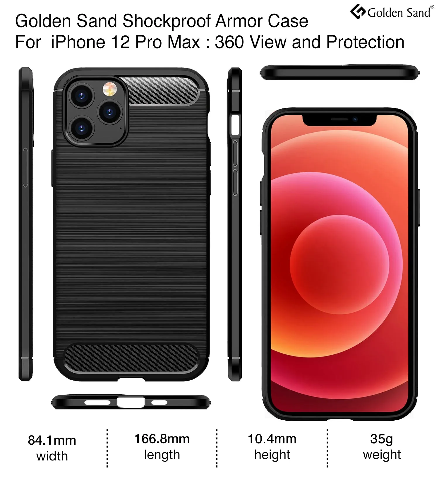 Carbon Fibre Series Shockproof Armor Back Cover for Apple iPhone 12 Pro Max, Black