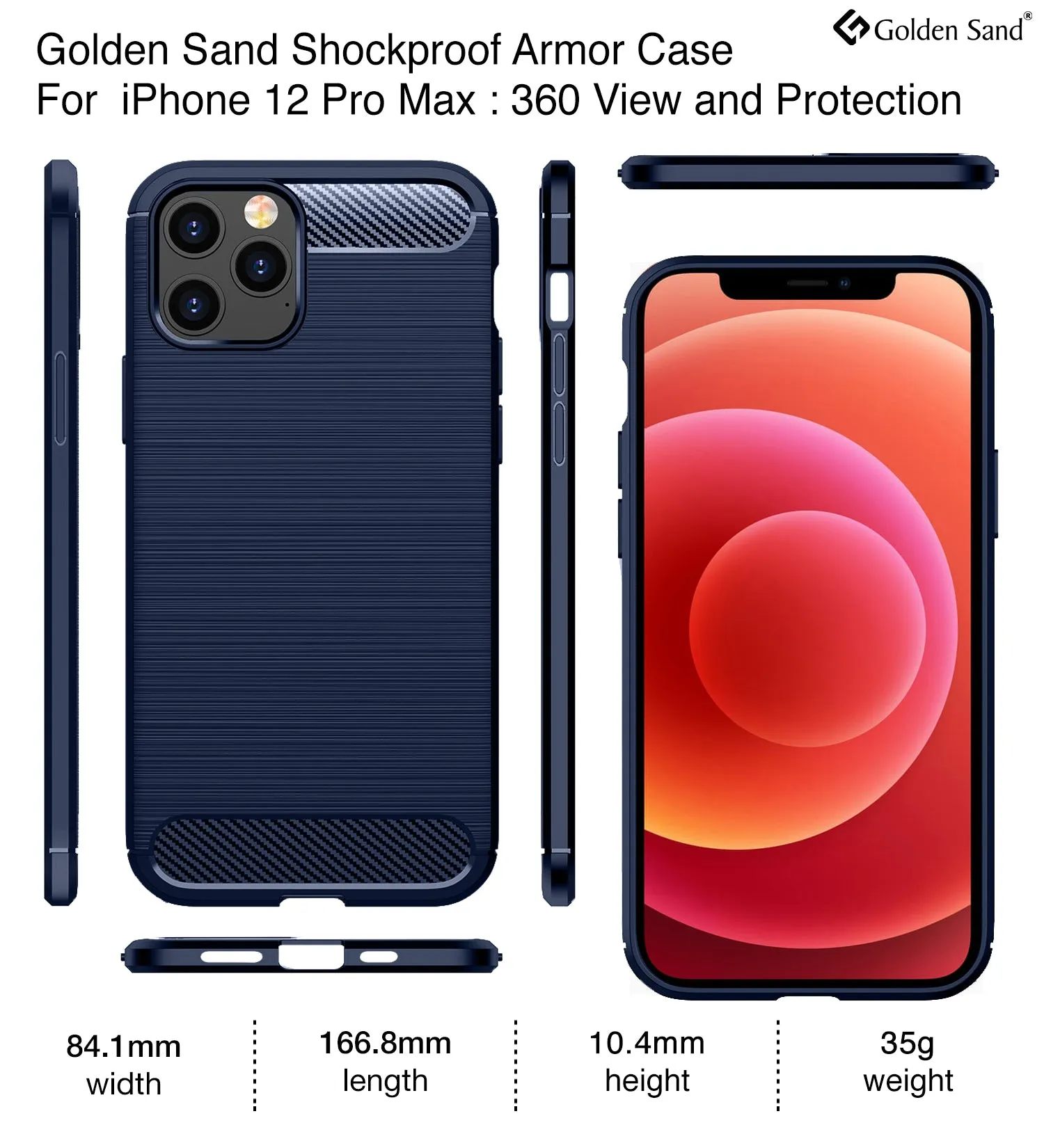 Carbon Fibre Series Shockproof Armor Back Cover for Apple iPhone 12 Pro Max, Blue