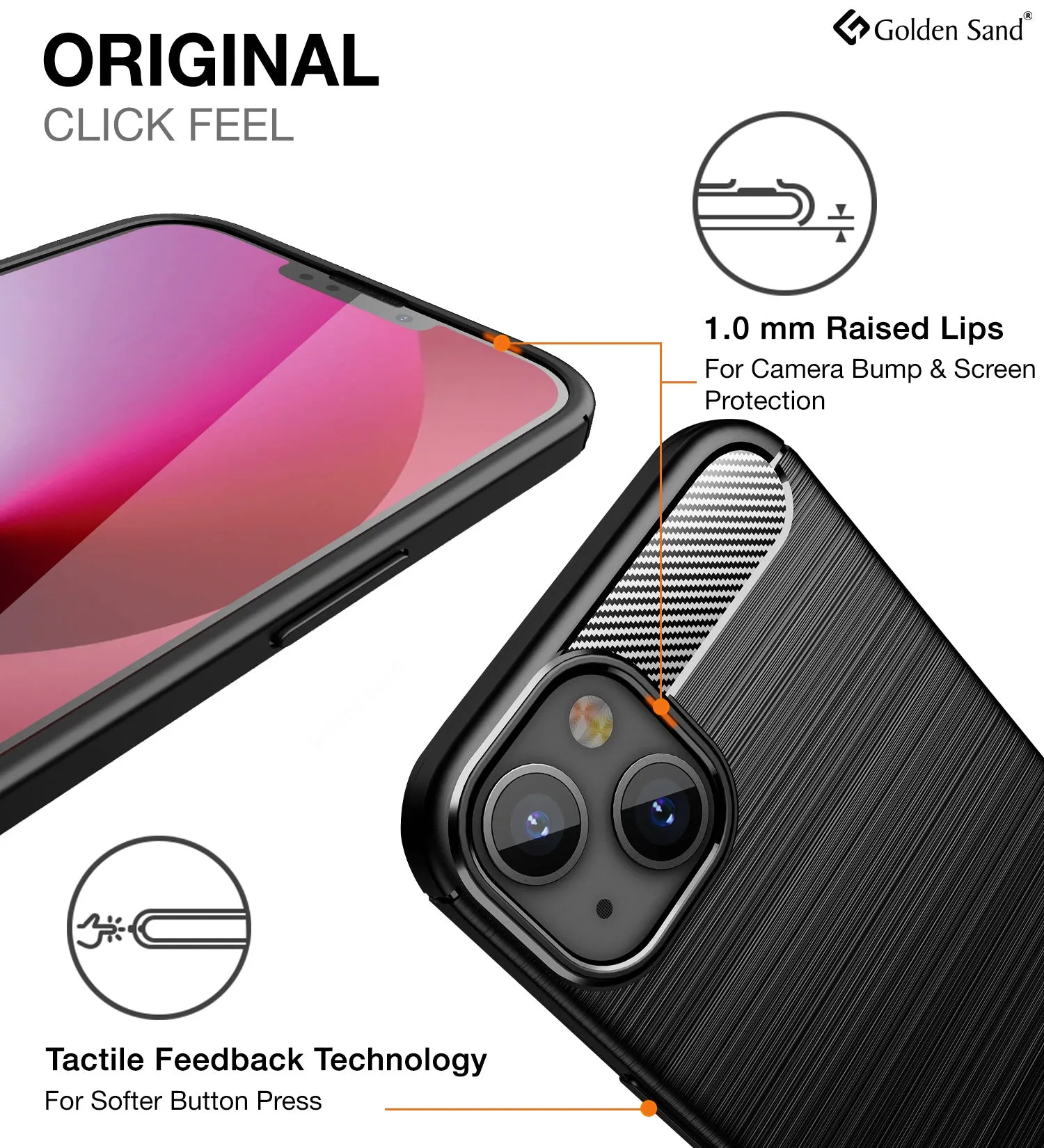 Carbon Fibre Series Shockproof Armor Back Cover for Apple iPhone 13, 6.1 inch, Black