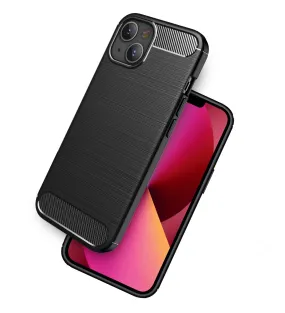 Carbon Fibre Series Shockproof Armor Back Cover for Apple iPhone 13, 6.1 inch, Black