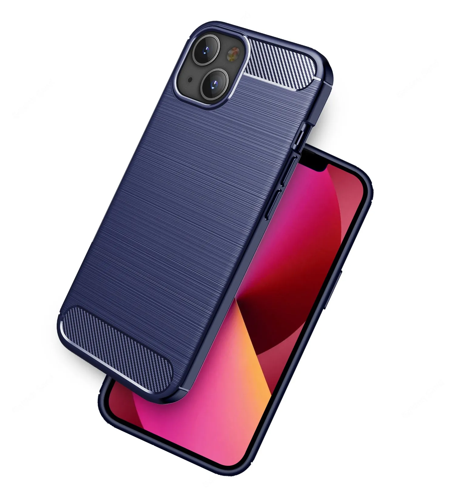 Carbon Fibre Series Shockproof Armor Back Cover for Apple iPhone 13, 6.1 inch, Blue
