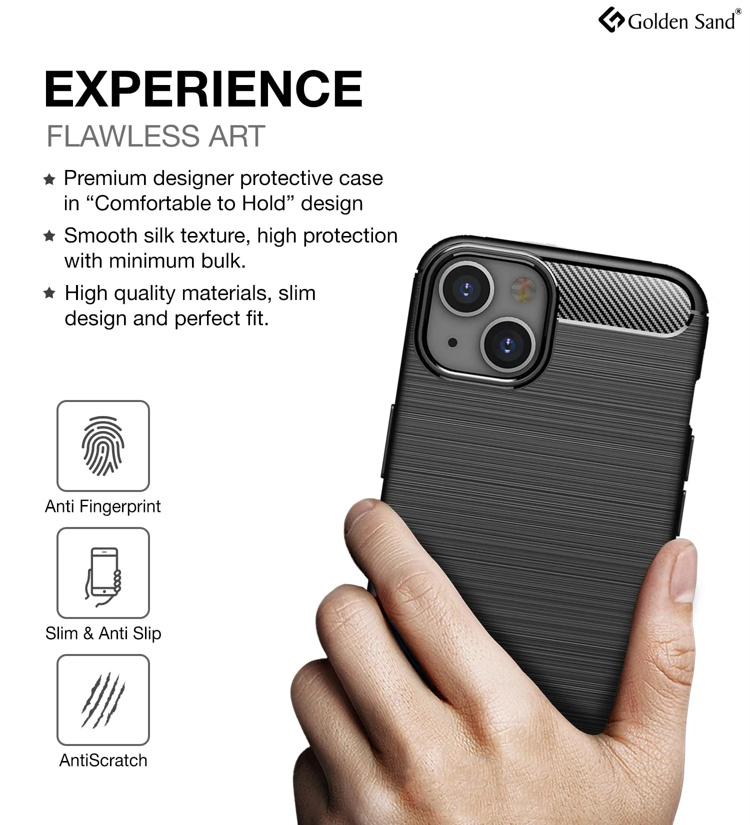 Carbon Fibre Series Shockproof Armor Back Cover for Apple iPhone 13 Mini, 5.4 inch, Black