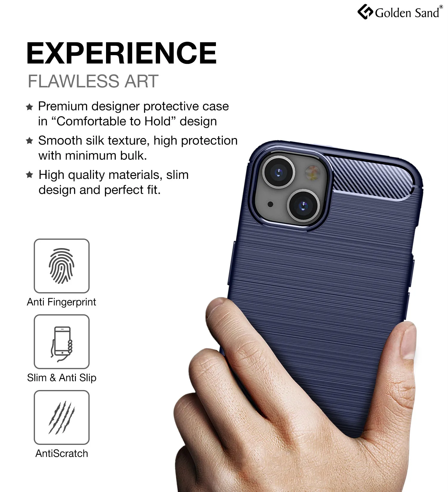 Carbon Fibre Series Shockproof Armor Back Cover for Apple iPhone 13 Mini, 5.4 inch, Blue