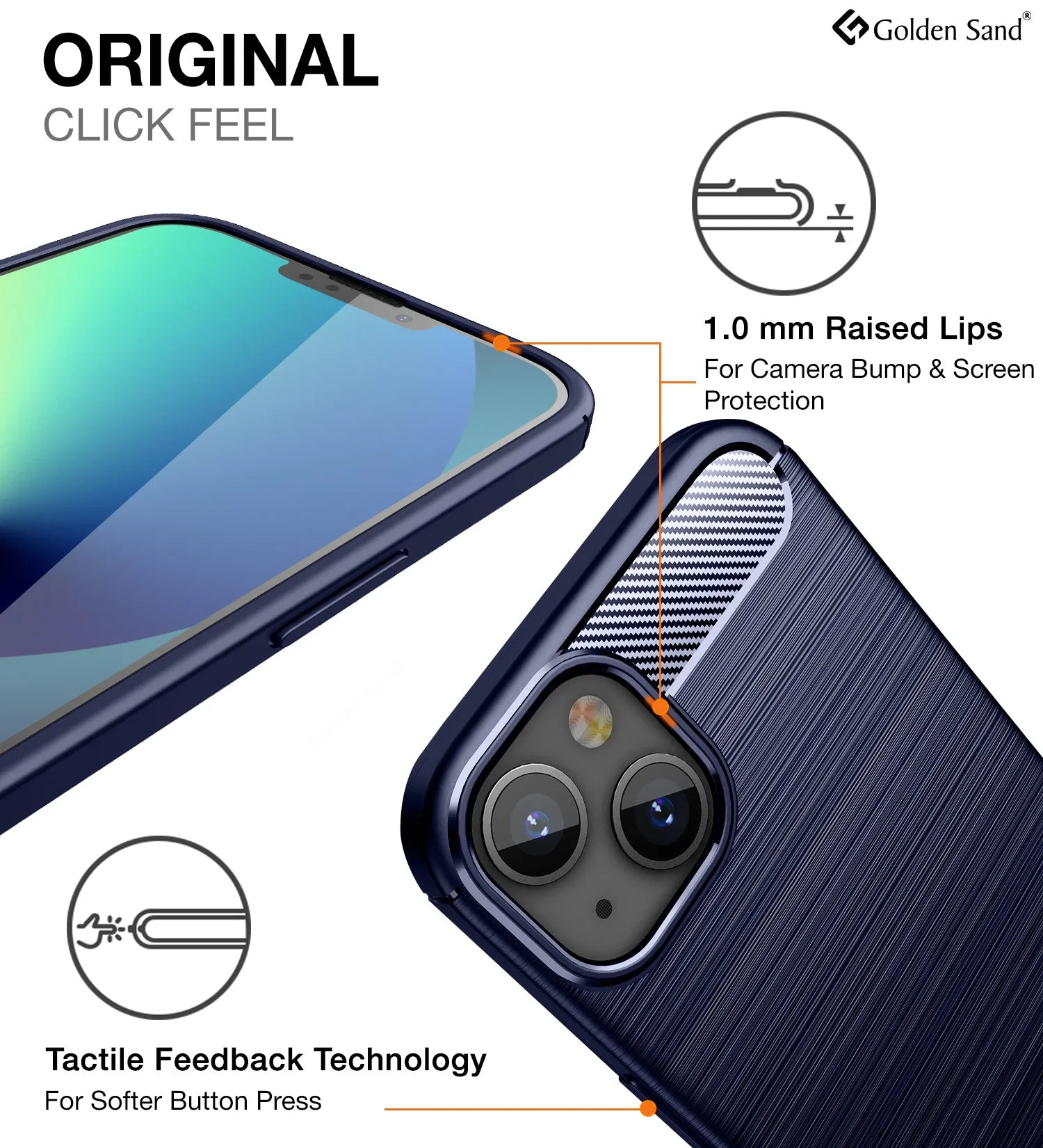 Carbon Fibre Series Shockproof Armor Back Cover for Apple iPhone 13 Mini, 5.4 inch, Blue