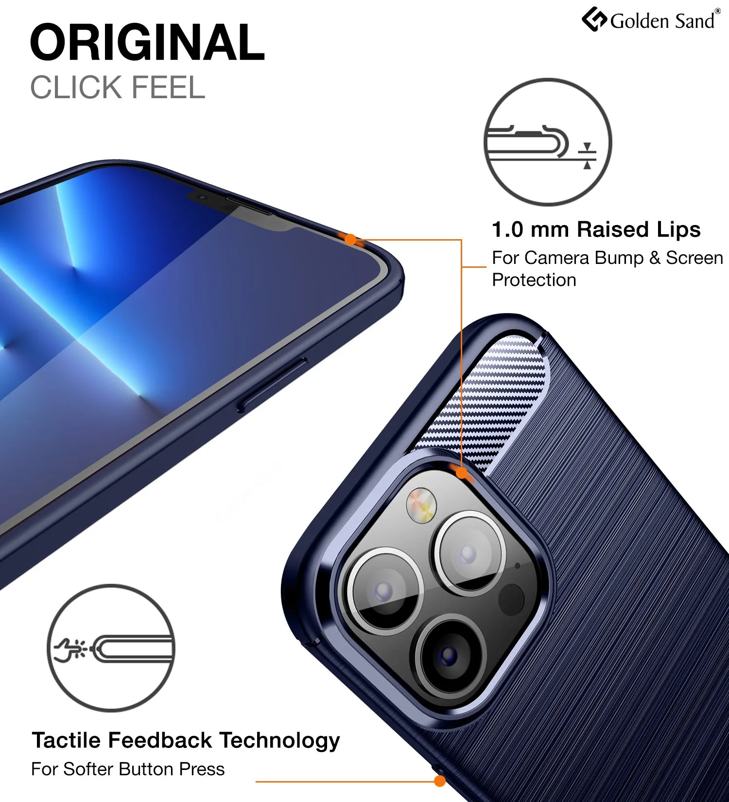Carbon Fibre Series Shockproof Armor Back Cover for Apple iPhone 13 Pro Max, 6.7 inch, Blue
