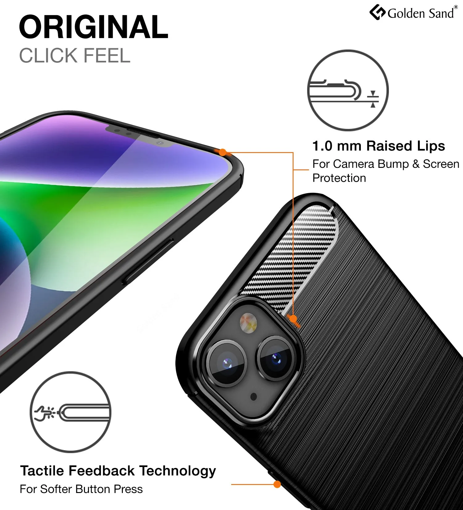 Carbon Fibre Series Shockproof Armor Back Cover for Apple iPhone 14 Plus, 6.7 inch, Black