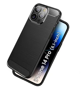 Carbon Fibre Series Shockproof Armor Back Cover for Apple iPhone 14 Pro, 6.1 inch, Black