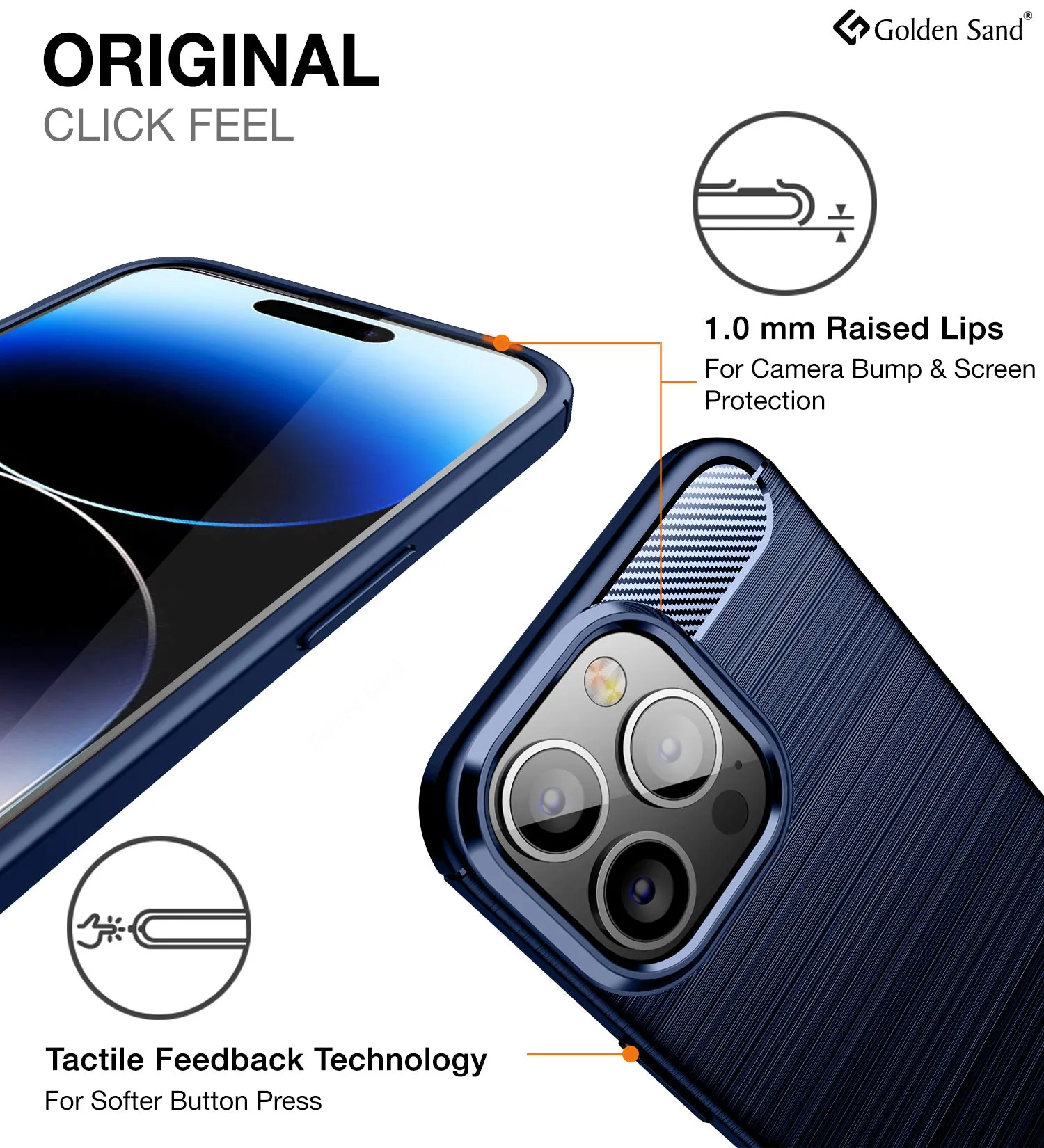 Carbon Fibre Series Shockproof Armor Back Cover for Apple iPhone 14 Pro, 6.1 inch, Blue