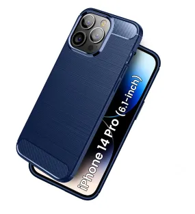 Carbon Fibre Series Shockproof Armor Back Cover for Apple iPhone 14 Pro, 6.1 inch, Blue