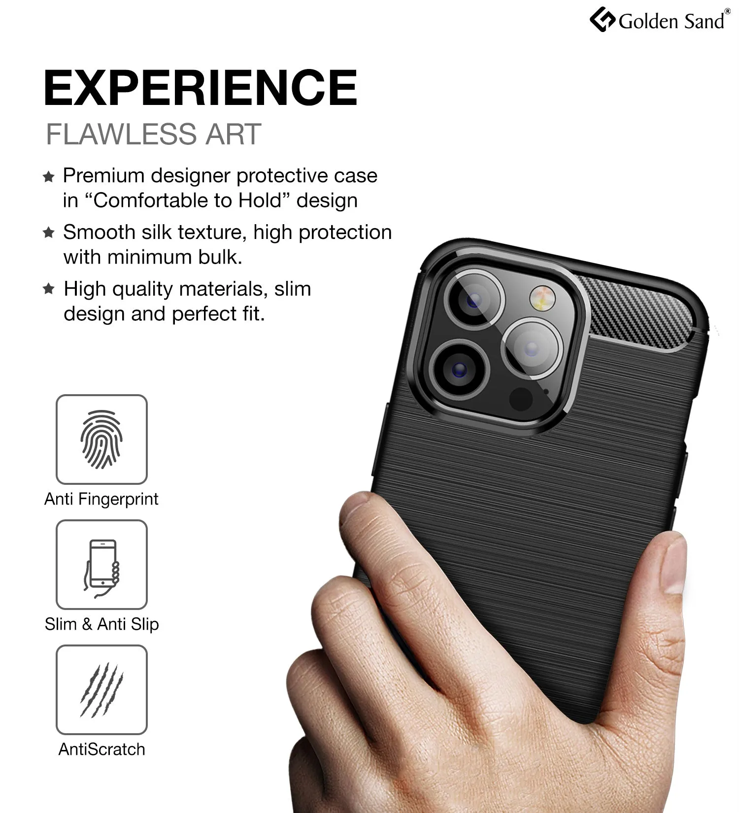 Carbon Fibre Series Shockproof Armor Back Cover for Apple iPhone 14 Pro Max, 6.7 inch, Black