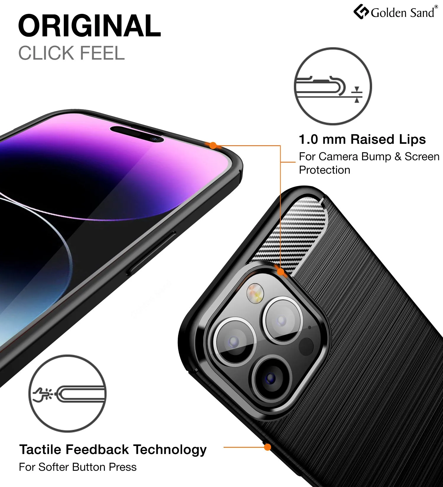 Carbon Fibre Series Shockproof Armor Back Cover for Apple iPhone 14 Pro Max, 6.7 inch, Black