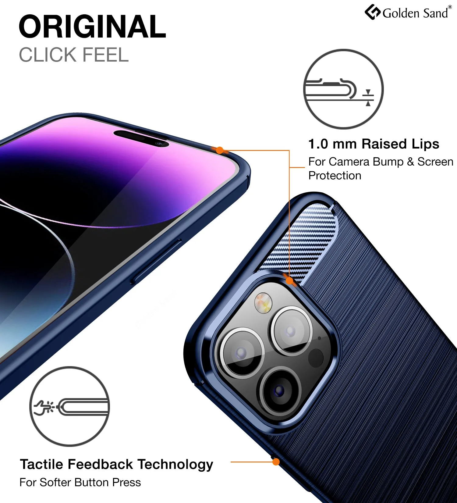Carbon Fibre Series Shockproof Armor Back Cover for Apple iPhone 14 Pro Max, 6.7 inch, Blue