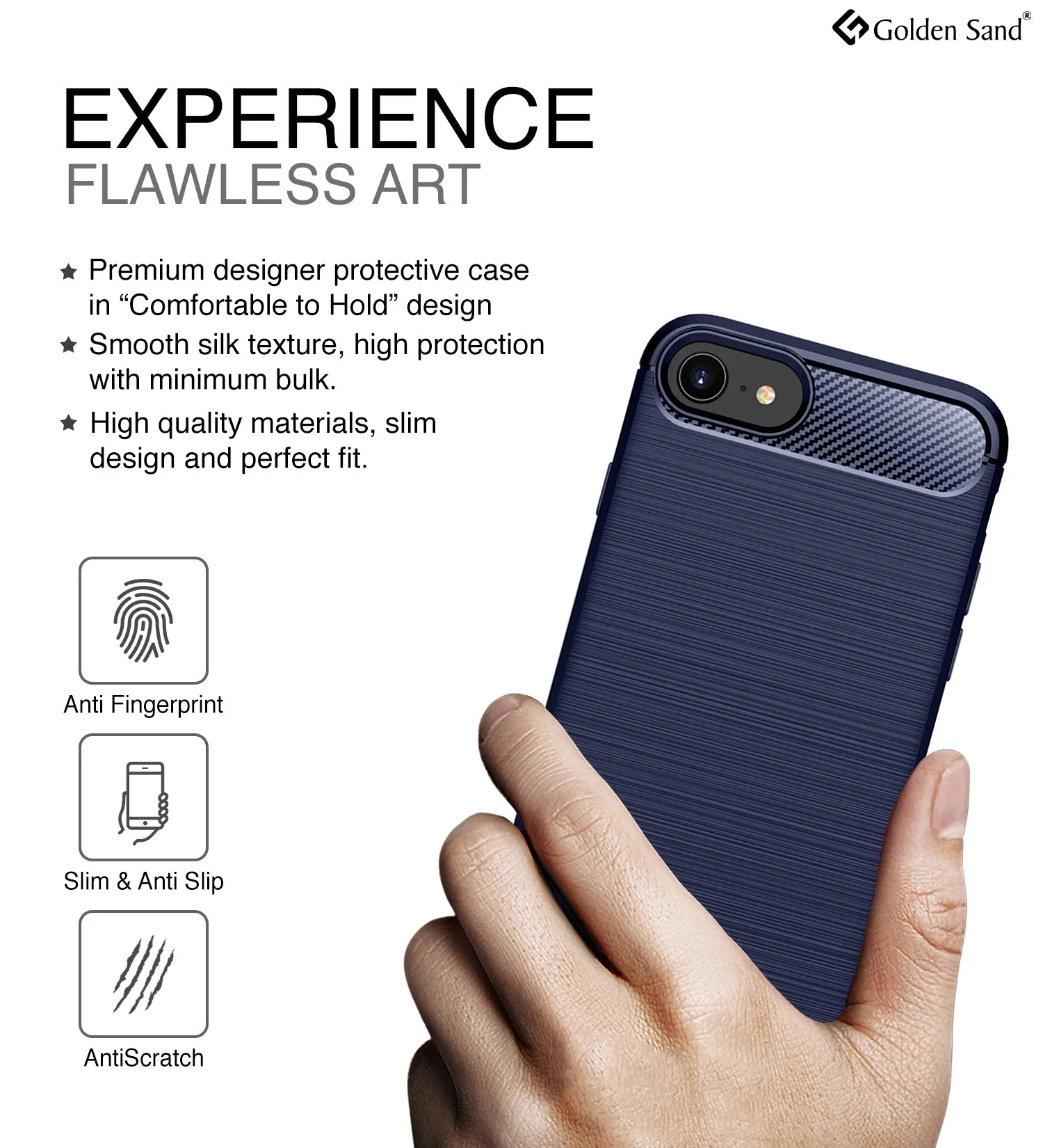 Carbon Fibre Series Shockproof Armor Back Cover for Apple iPhone SE 3, Apple iPhone SE 2020 4.7 inch, Blue