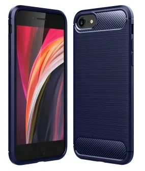 Carbon Fibre Series Shockproof Armor Back Cover for Apple iPhone SE 3, Apple iPhone SE 2020 4.7 inch, Blue