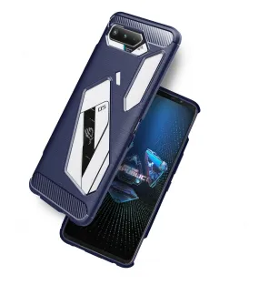 Carbon Fibre Series Shockproof Armor Back Cover for Asus ROG Phone 5, Asus ROG Phone 5s, Asus ROG Phone 5s Pro, Asus ROG Phone 5 Pro, Asus ROG Phone 5 Ultimate, 6.78 inch, Blue