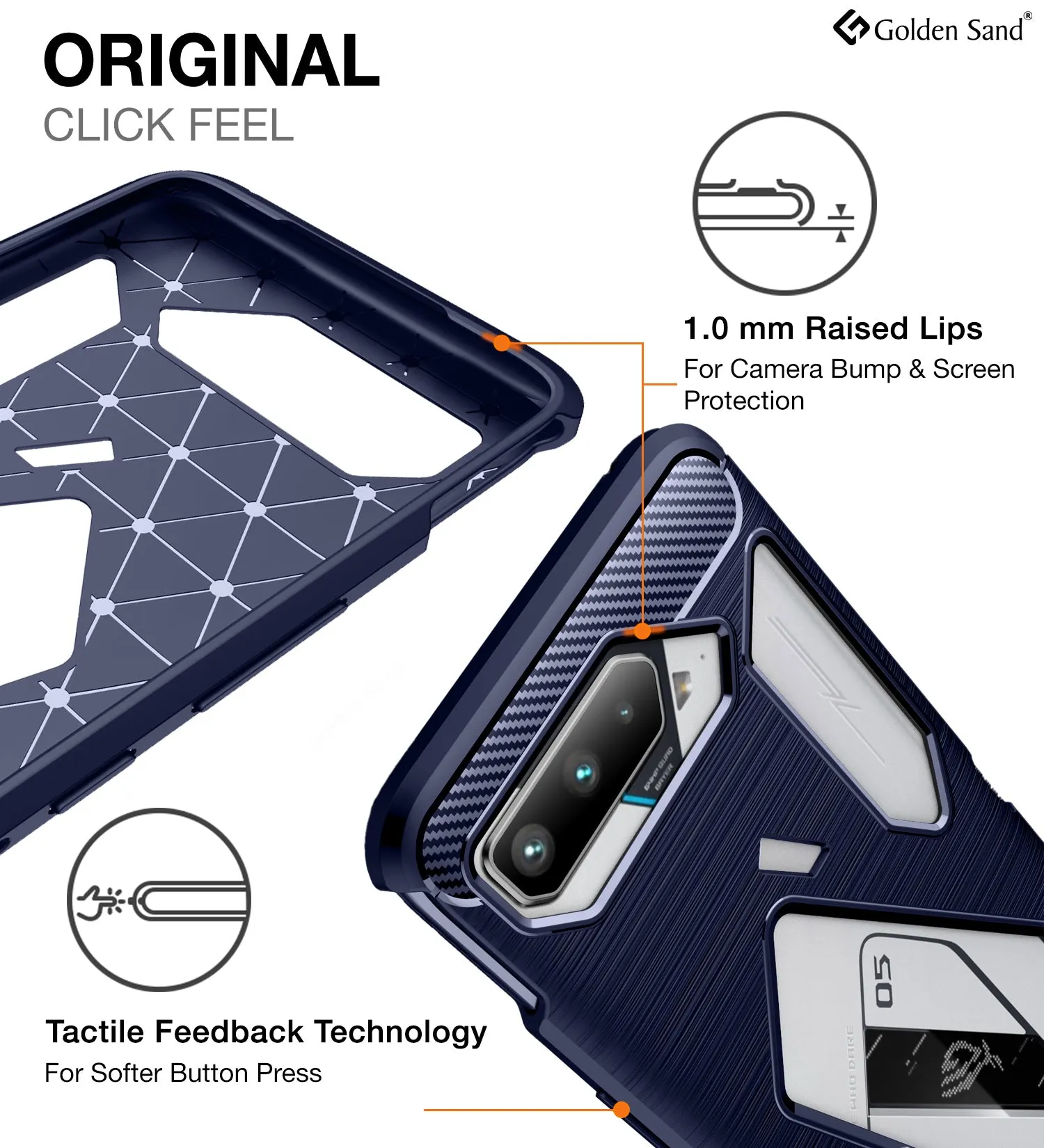 Carbon Fibre Series Shockproof Armor Back Cover for Asus ROG Phone 5, Asus ROG Phone 5s, Asus ROG Phone 5s Pro, Asus ROG Phone 5 Pro, Asus ROG Phone 5 Ultimate, 6.78 inch, Blue