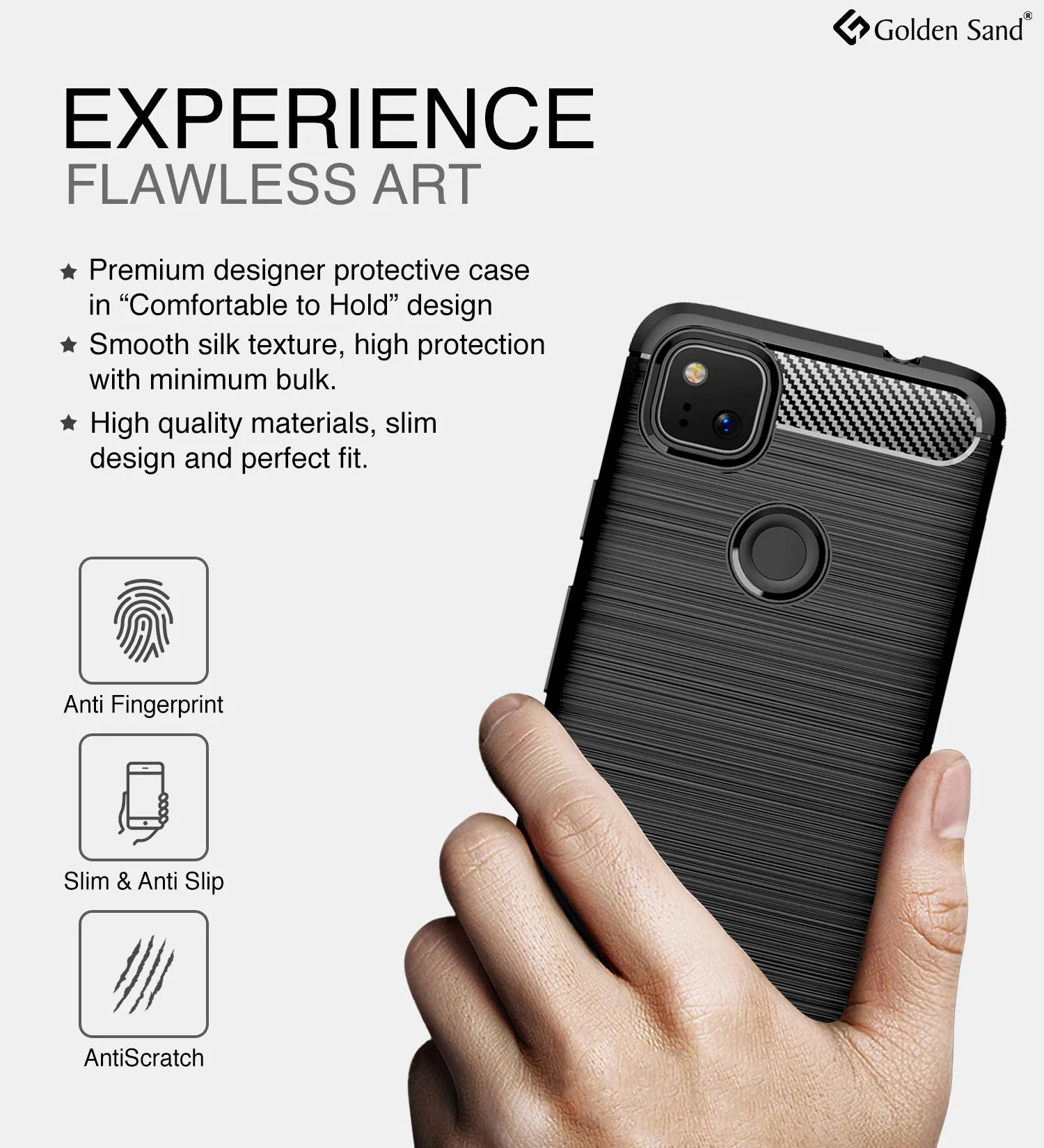 Carbon Fibre Series Shockproof Armor Back Cover for Google Pixel 4a, Black