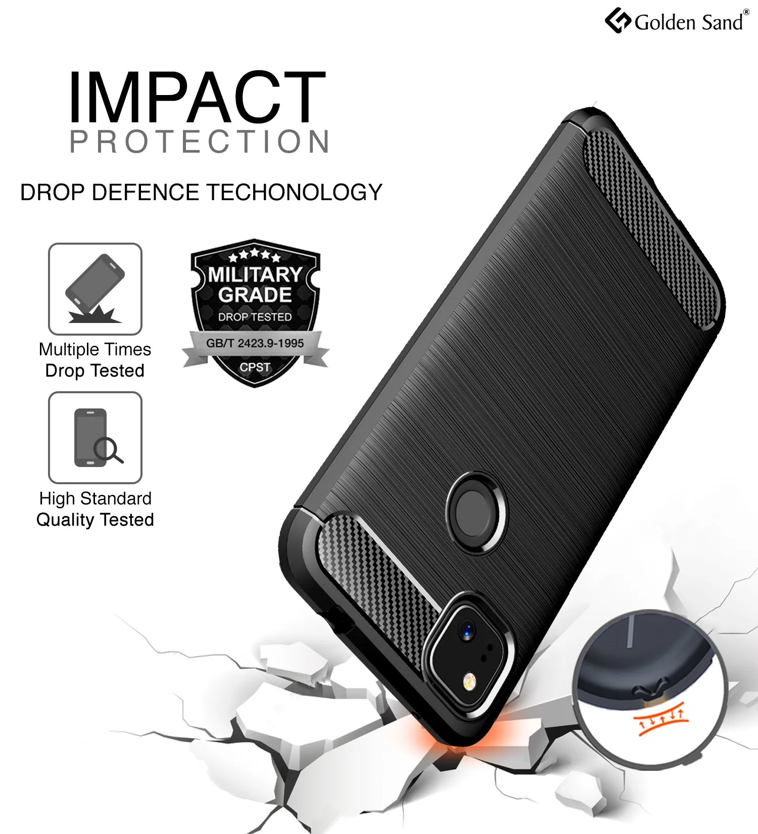 Carbon Fibre Series Shockproof Armor Back Cover for Google Pixel 4a, Black