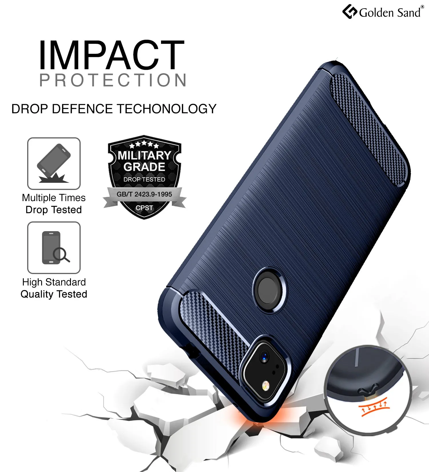 Carbon Fibre Series Shockproof Armor Back Cover for Google Pixel 4a, Blue