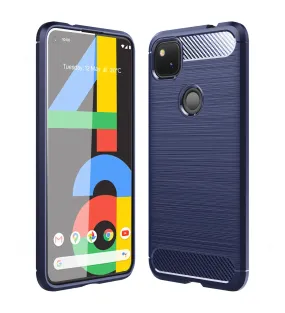 Carbon Fibre Series Shockproof Armor Back Cover for Google Pixel 4a, Blue