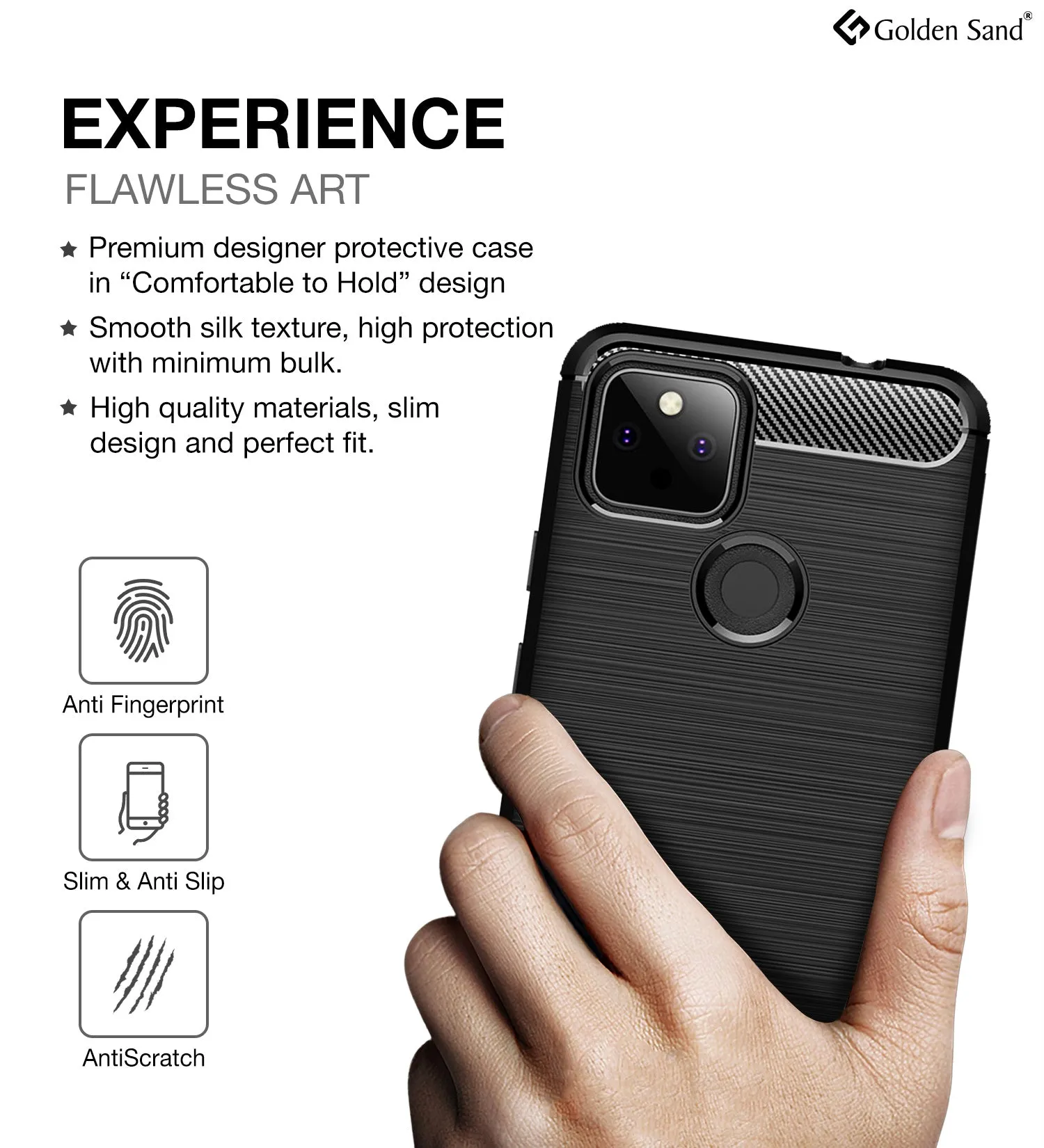Carbon Fibre Series Shockproof Armor Back Cover for Google Pixel 5a 5G, 6.34 inch, Black