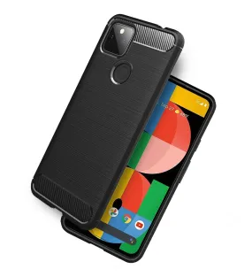 Carbon Fibre Series Shockproof Armor Back Cover for Google Pixel 5a 5G, 6.34 inch, Black