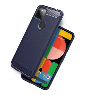 Carbon Fibre Series Shockproof Armor Back Cover for Google Pixel 5a 5G, 6.34 inch, Blue