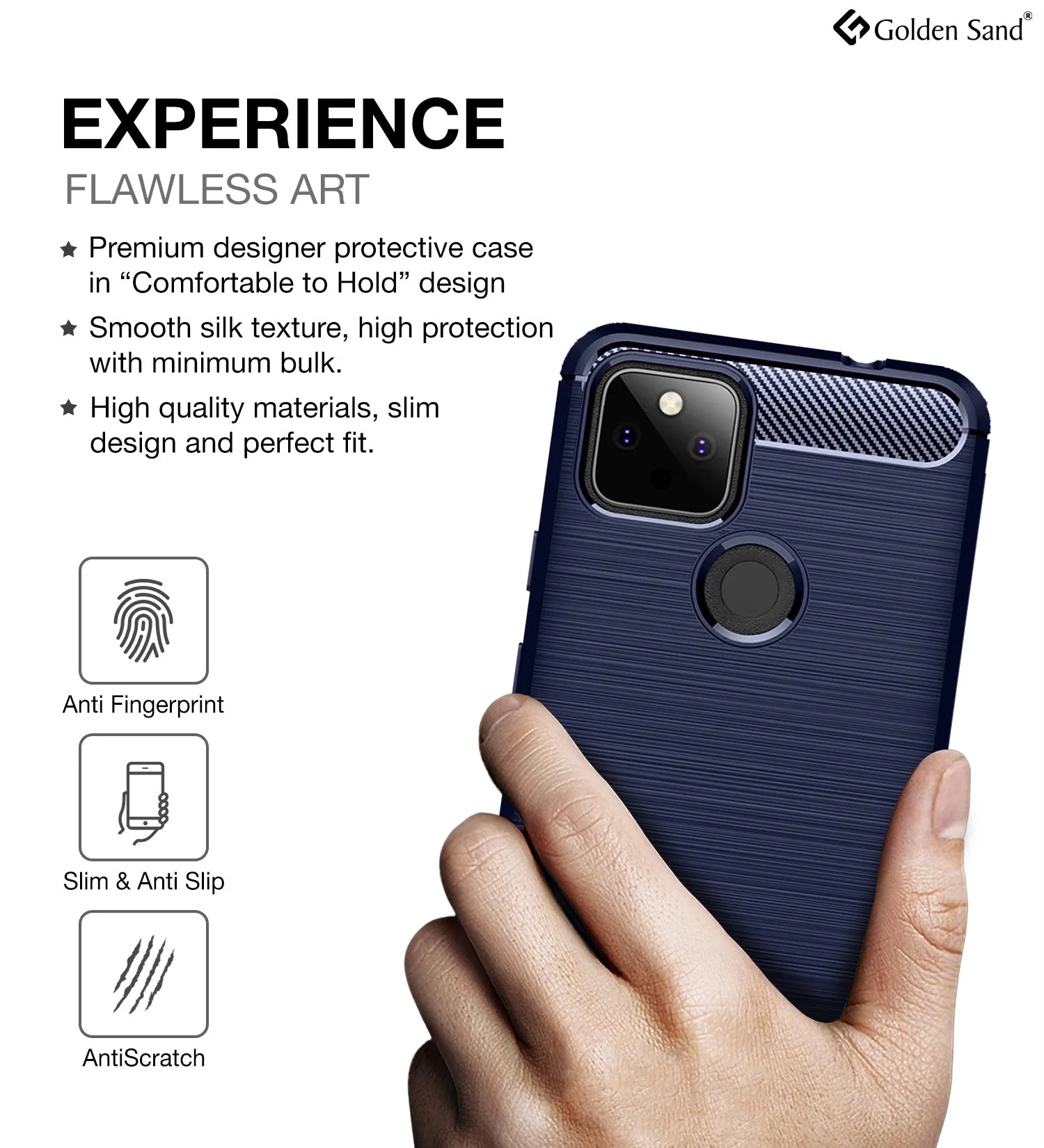Carbon Fibre Series Shockproof Armor Back Cover for Google Pixel 5a 5G, 6.34 inch, Blue