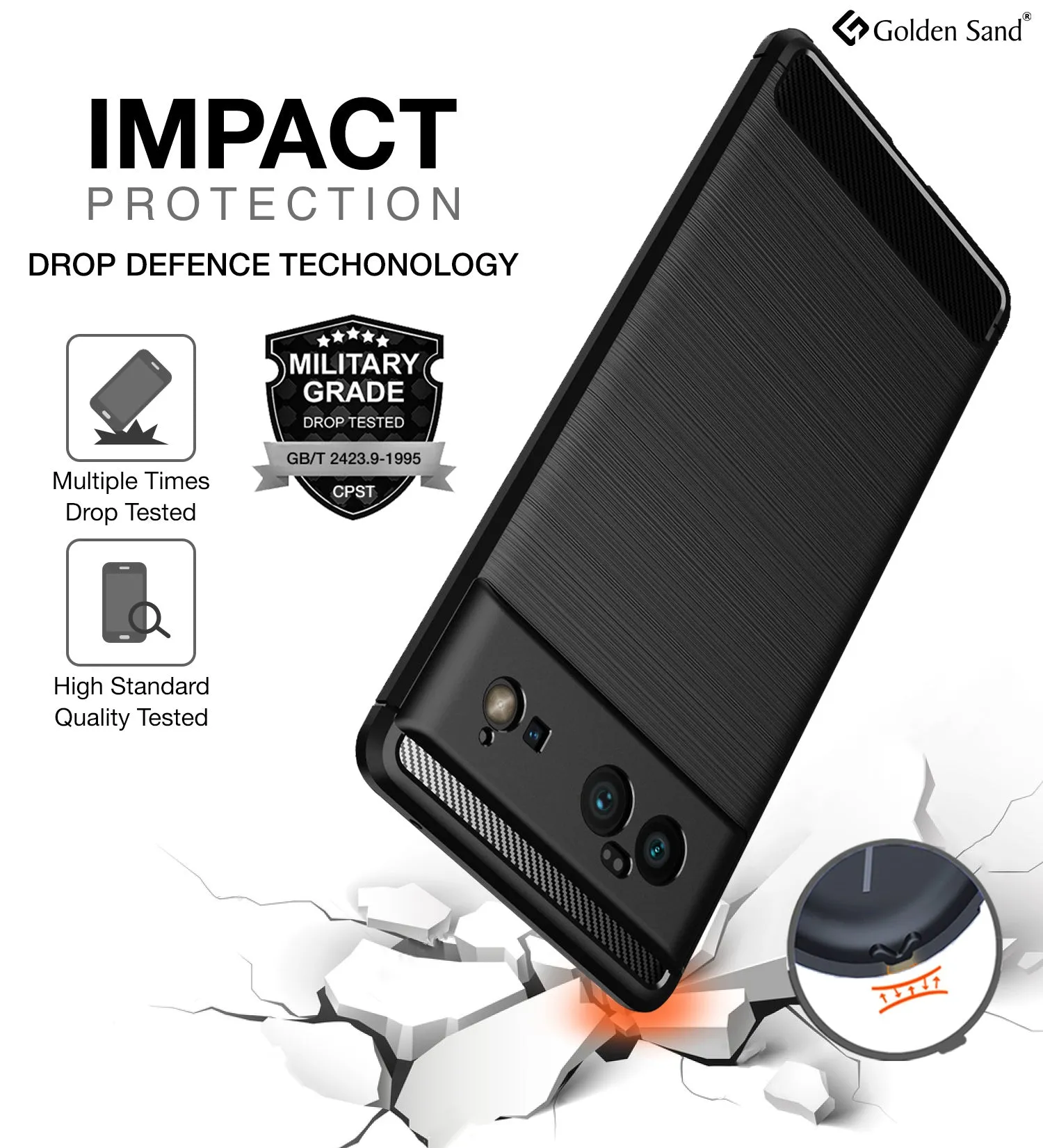 Carbon Fibre Series Shockproof Armor Back Cover for Google Pixel 6 5G, 6.4 inch, Black