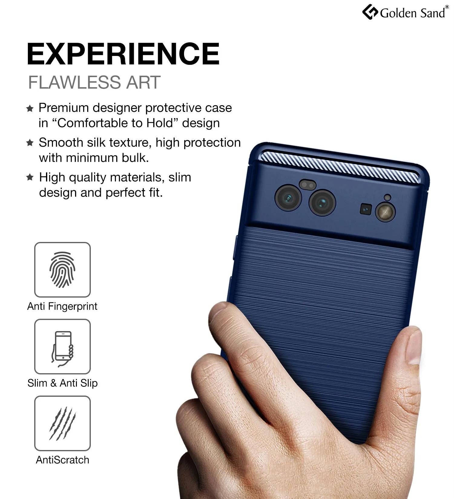 Carbon Fibre Series Shockproof Armor Back Cover for Google Pixel 6 5G, 6.4 inch, Blue