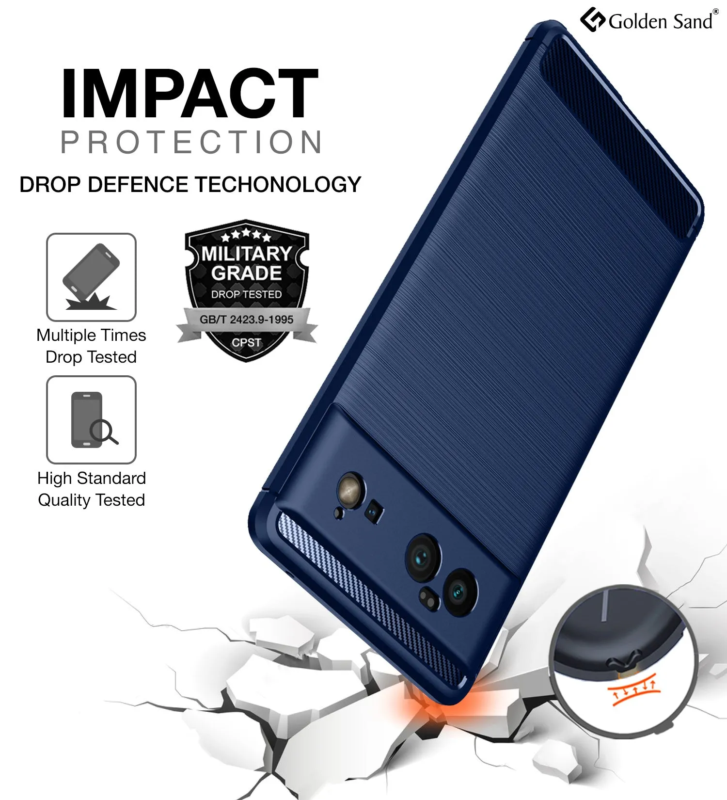 Carbon Fibre Series Shockproof Armor Back Cover for Google Pixel 6 5G, 6.4 inch, Blue