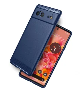 Carbon Fibre Series Shockproof Armor Back Cover for Google Pixel 6 5G, 6.4 inch, Blue