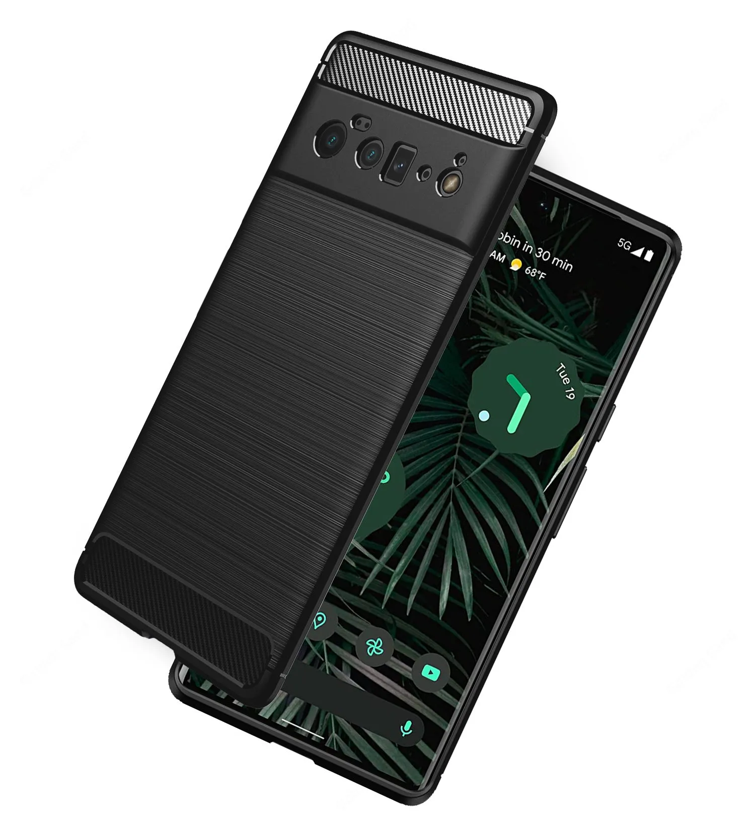 Carbon Fibre Series Shockproof Armor Back Cover for Google Pixel 6 Pro 5G, 6.71 inch, Black