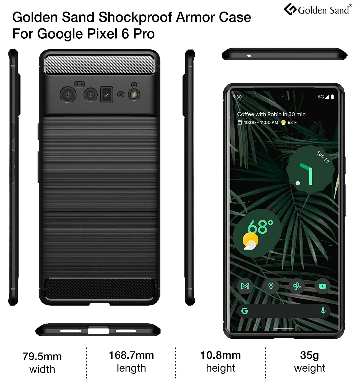 Carbon Fibre Series Shockproof Armor Back Cover for Google Pixel 6 Pro 5G, 6.71 inch, Black