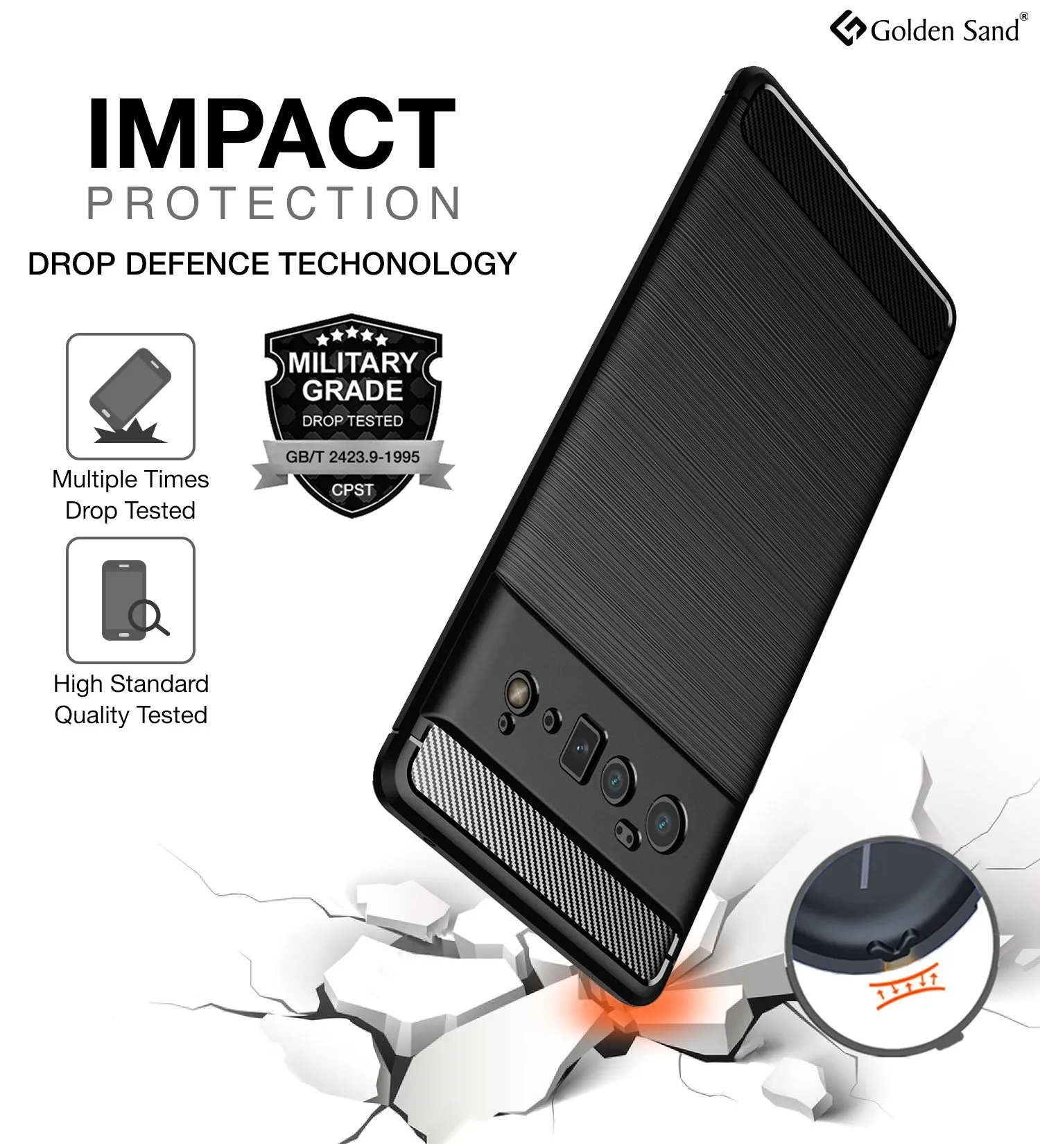 Carbon Fibre Series Shockproof Armor Back Cover for Google Pixel 6 Pro 5G, 6.71 inch, Black
