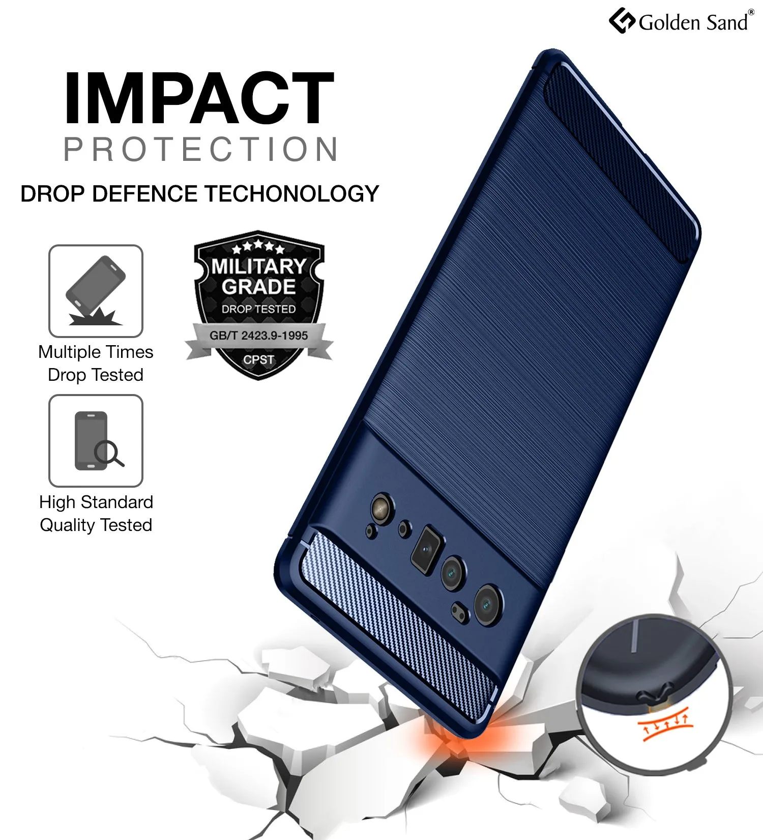 Carbon Fibre Series Shockproof Armor Back Cover for Google Pixel 6 Pro 5G, 6.71 inch, Blue