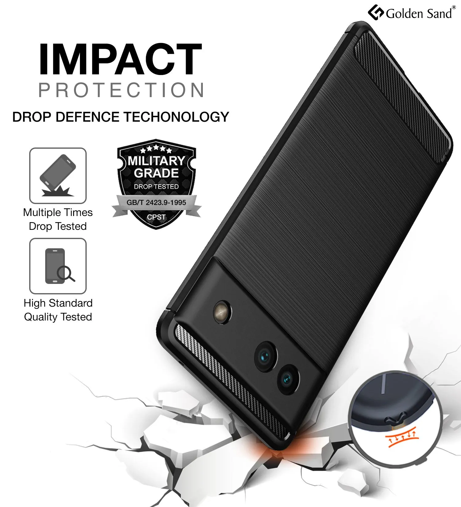 Carbon Fibre Series Shockproof Armor Back Cover for Google Pixel 6a, 6.1 inch, Black