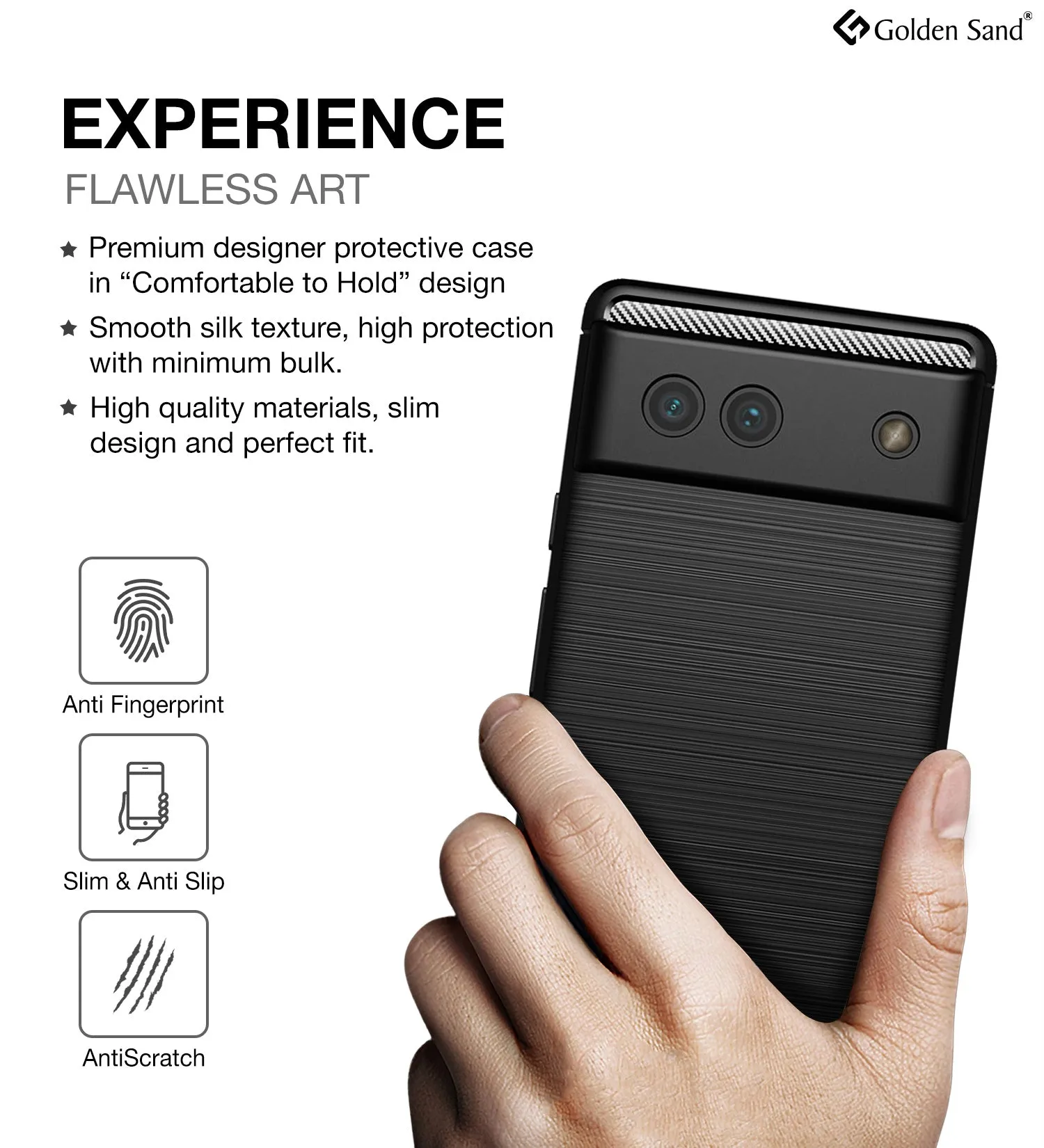 Carbon Fibre Series Shockproof Armor Back Cover for Google Pixel 6a, 6.1 inch, Black